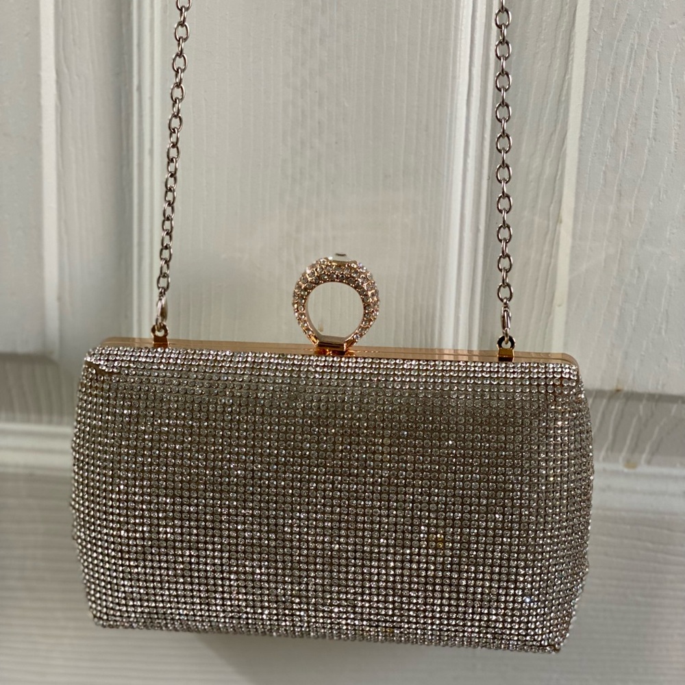 Mini shoulder purse. Beautiful silver rhinestone sparkling, stylish mini purse. - Picture 6 of 6